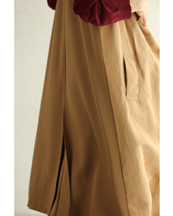 Long gilet vest with two-tone fabrics on front and back