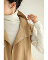 Long gilet vest with two-tone fabrics on front and back