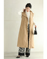 Long gilet vest with two-tone fabrics on front and back