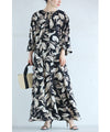 Stylish leaf pattern long dress
