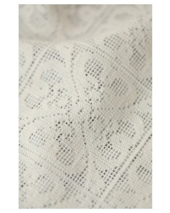 ステンドグラス柄ブロックレースのシアープルオーバートップス