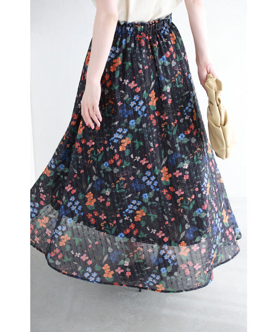 (ストラップ付き)ワンピースにもなる2way仕様。鮮やかな花柄ミディアムスカート