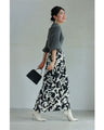 Elegant ivy pattern straight skirt with back slit