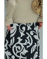 Elegant ivy pattern straight skirt with back slit