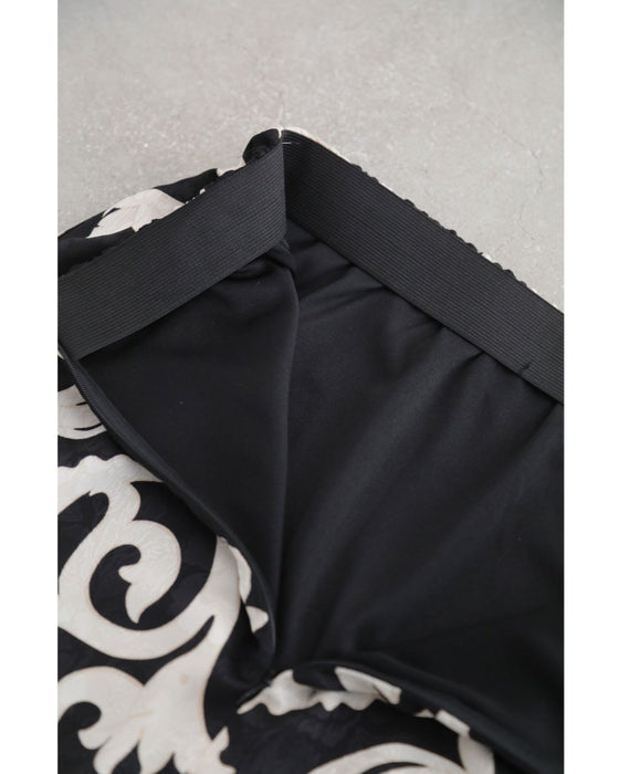 Elegant ivy pattern straight skirt with back slit