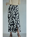 Elegant ivy pattern straight skirt with back slit