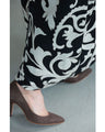 Elegant ivy pattern straight skirt with back slit