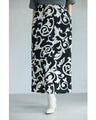 Elegant ivy pattern straight skirt with back slit