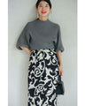 Elegant ivy pattern straight skirt with back slit