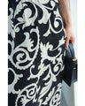 Elegant ivy pattern straight skirt with back slit