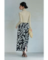 Elegant ivy pattern straight skirt with back slit