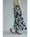 Elegant ivy pattern straight skirt with back slit
