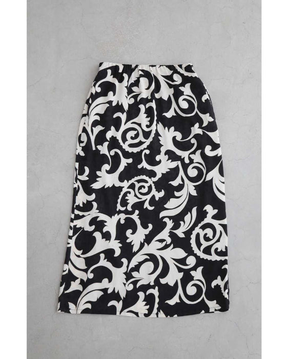Elegant ivy pattern straight skirt with back slit
