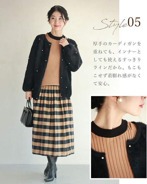 着ぶくれ知らず 重ね着風ニット