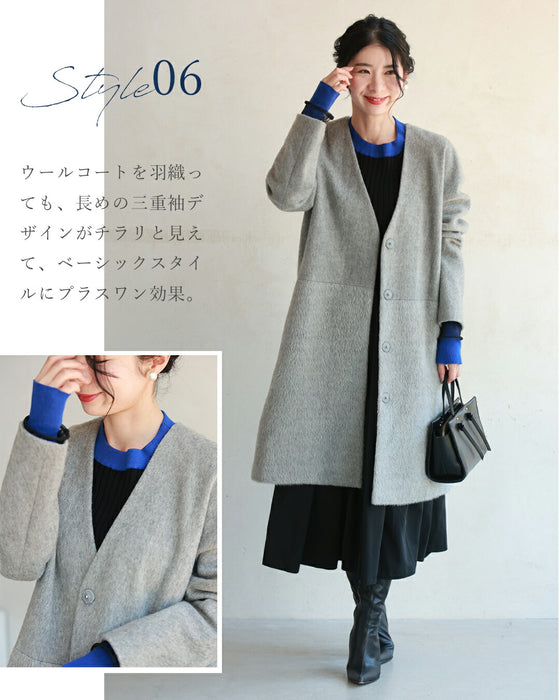 着ぶくれ知らず 重ね着風ニット