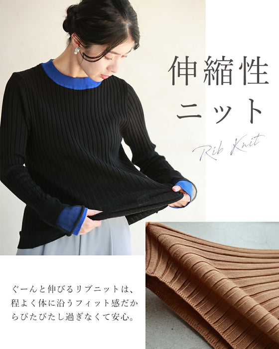 着ぶくれ知らず 重ね着風ニット