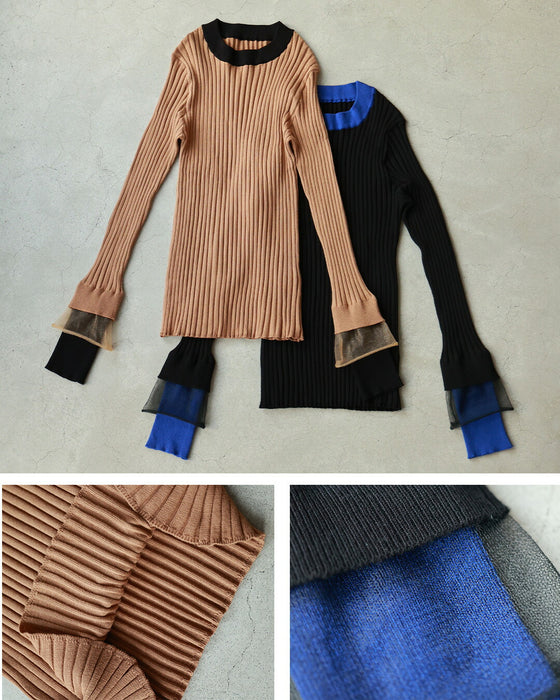着ぶくれ知らず 重ね着風ニット