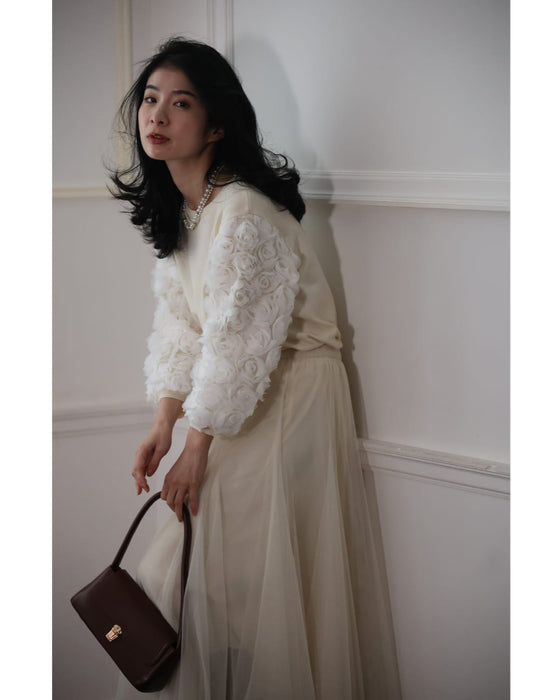 バラのブーケスリーブニットカットソートップス