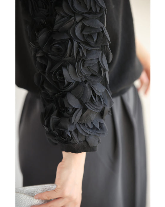 バラのブーケスリーブニットカットソートップス