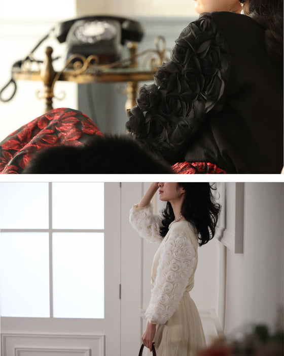 バラのブーケスリーブニットカットソートップス