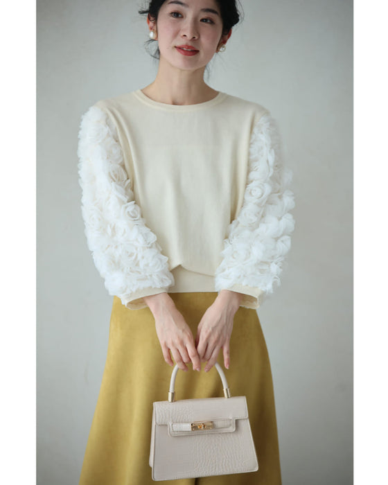 バラのブーケスリーブニットカットソートップス