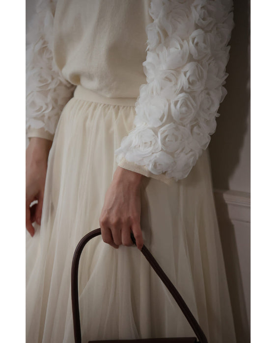 バラのブーケスリーブニットカットソートップス