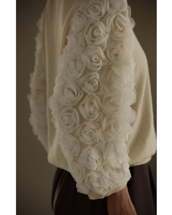 バラのブーケスリーブニットカットソートップス