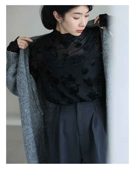 ベロア調の花浮かぶ 上品シアーインナー