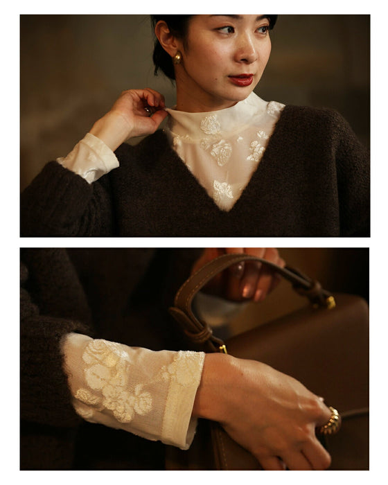 ベロア調の花浮かぶ 上品シアーインナー