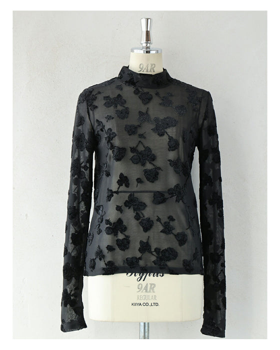 ベロア調の花浮かぶ 上品シアーインナー