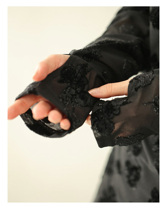 ベロア調の花浮かぶ 上品シアーインナー