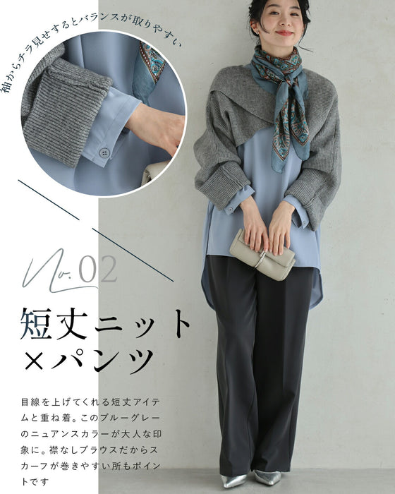 重ね着まで楽しめる 新 ロンT調 ロングブラウス