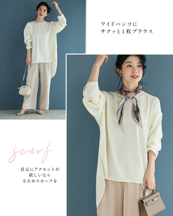 重ね着まで楽しめる 新 ロンT調 ロングブラウス