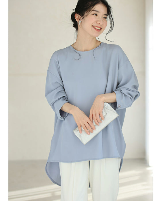 重ね着まで楽しめる 新 ロンT調 ロングブラウス