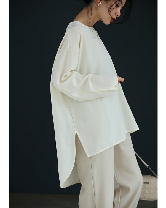 重ね着まで楽しめる 新 ロンT調 ロングブラウス