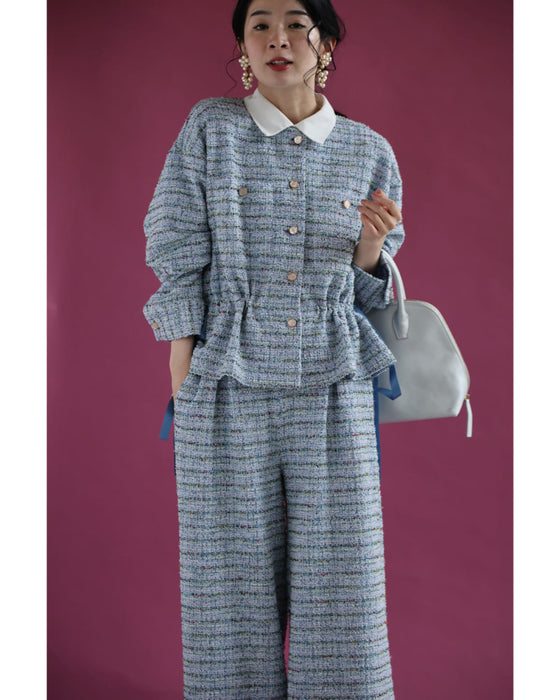 1日着ても疲れない。柔らかツイードノーカラージャケット