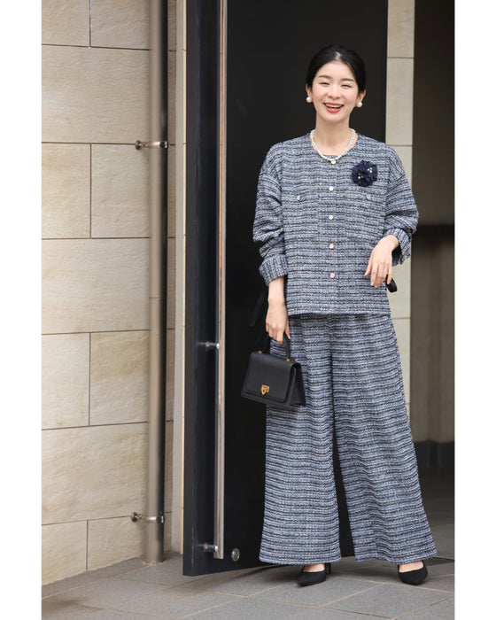 1日着ても疲れない。柔らかツイードノーカラージャケット