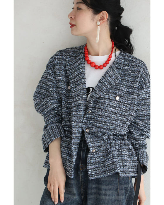 1日着ても疲れない。柔らかツイードノーカラージャケット