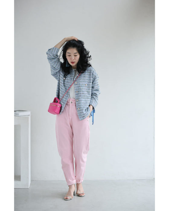 1日着ても疲れない。柔らかツイードノーカラージャケット