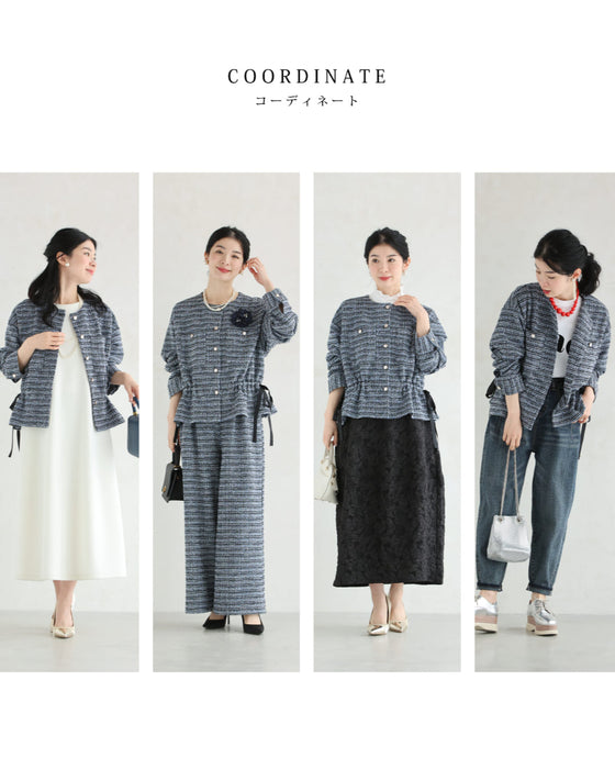 1日着ても疲れない。柔らかツイードノーカラージャケット