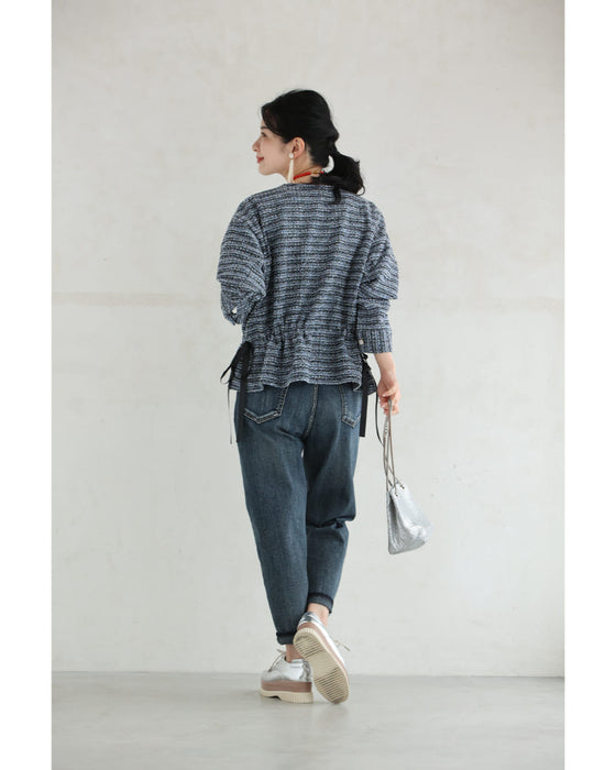 1日着ても疲れない。柔らかツイードノーカラージャケット