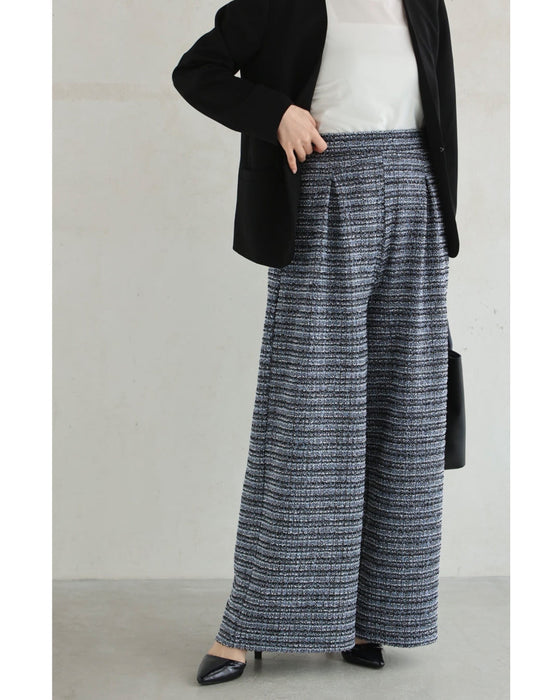 1日穿いても疲れない。柔らかツイードワイドパンツ
