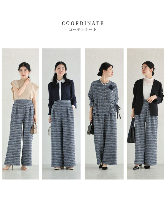 1日穿いても疲れない。柔らかツイードワイドパンツ