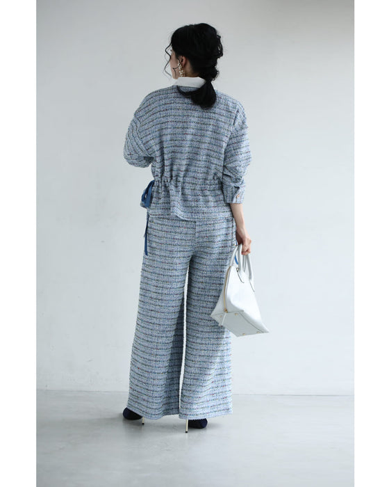 1日穿いても疲れない。柔らかツイードワイドパンツ