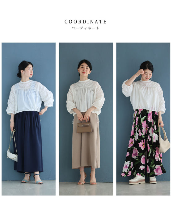 シャカシャカ素材の軽量短丈プルオーバートップス