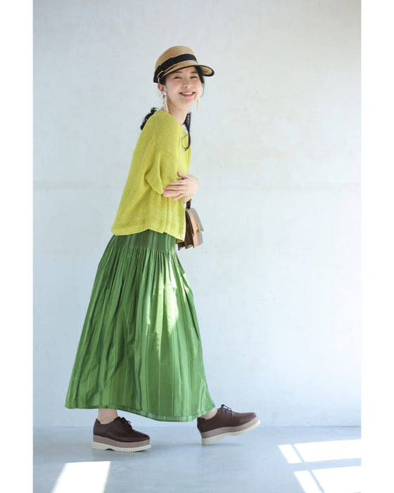 印象変わるチェックとストライプのリバーシブルミディアムスカート