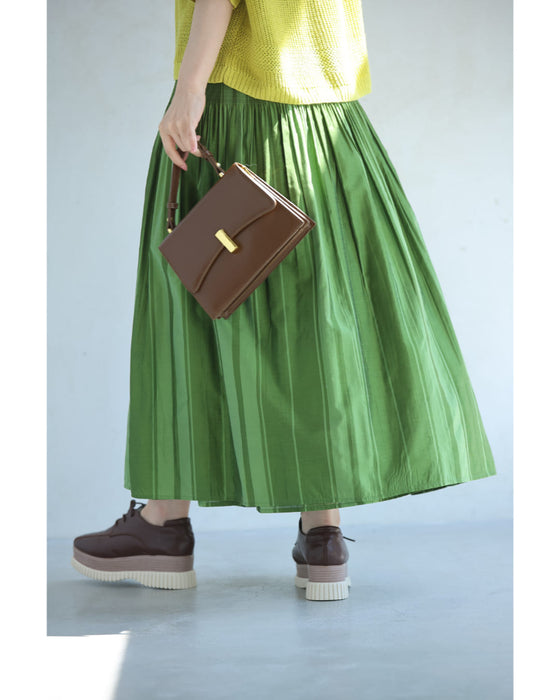 印象変わるチェックとストライプのリバーシブルミディアムスカート