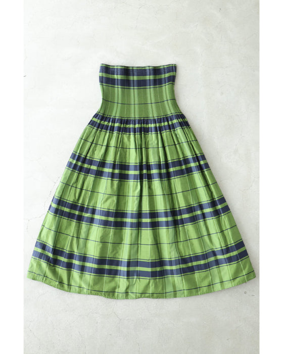 印象変わるチェックとストライプのリバーシブルミディアムスカート