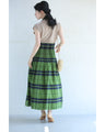 印象変わるチェックとストライプのリバーシブルミディアムスカート