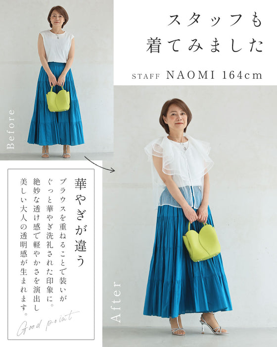 (手持ち服に)重ねて華やぐ 大人のヴェールブラウス